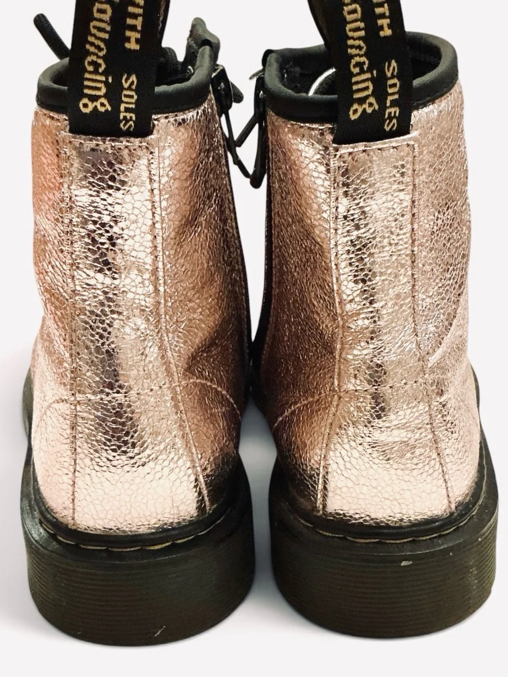 Dr.Martens 1460 Rose Pink Disco Crinkle Metallic Leather Boots Youth Size US 5
